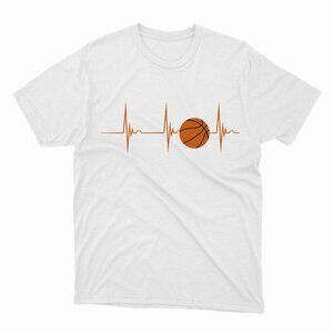 Basketball Heartbeat EKG Pulse Playing Basketball Player White T-Shirt